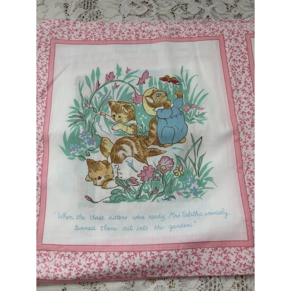 Vintage Beatrix Potter Cotton Fabric Panel Peter Rabbit Quilt